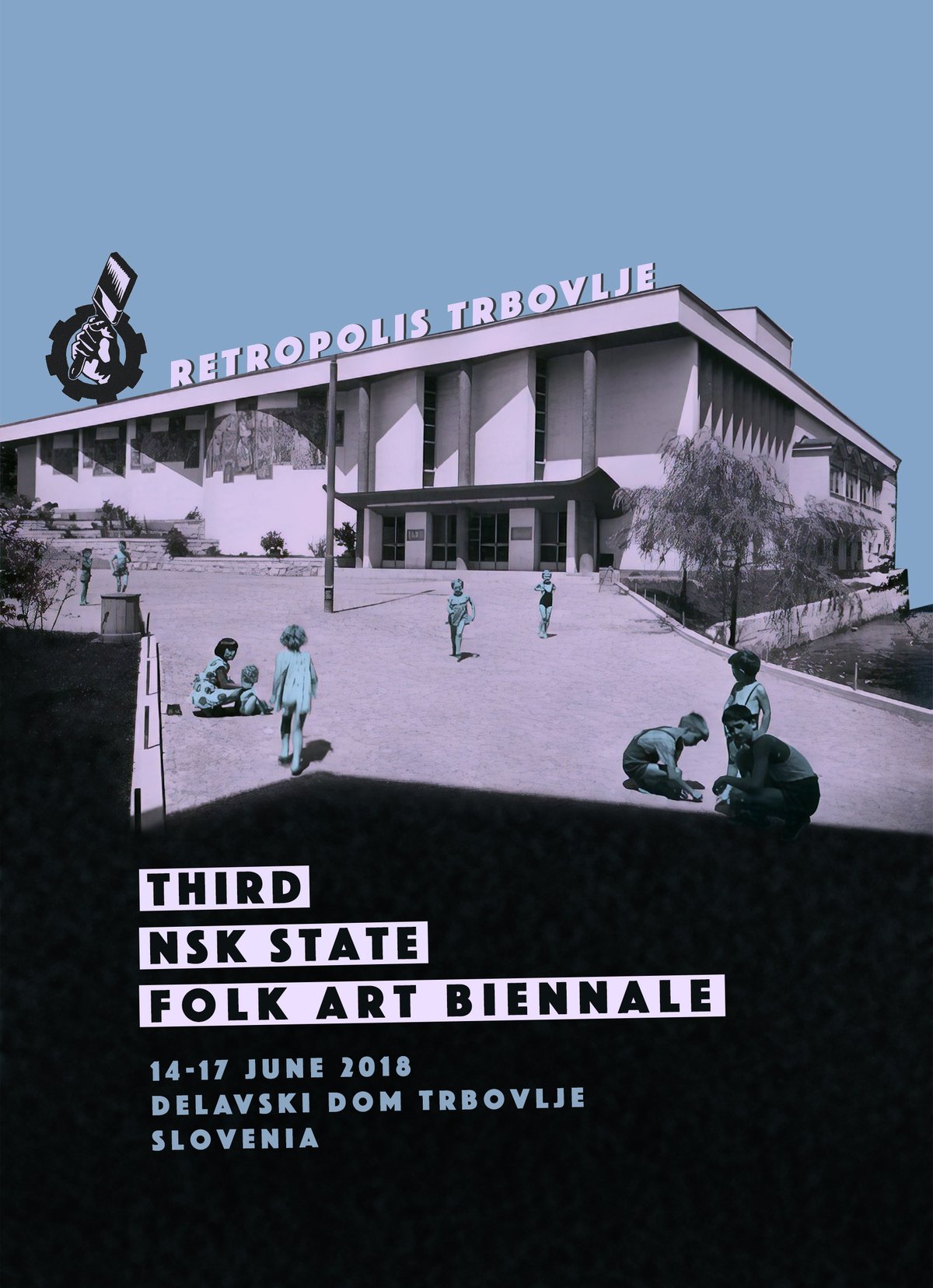 Poster of the Third NSK State Folk Art Biennale, design Haris Hararis